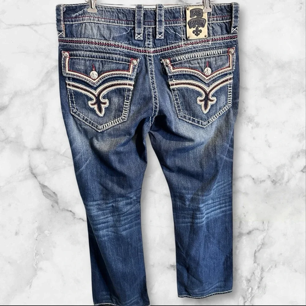 Rock Revival‎ Men's Romell Straight Jeans Size 40x33.5 38 Blue Denim Pants